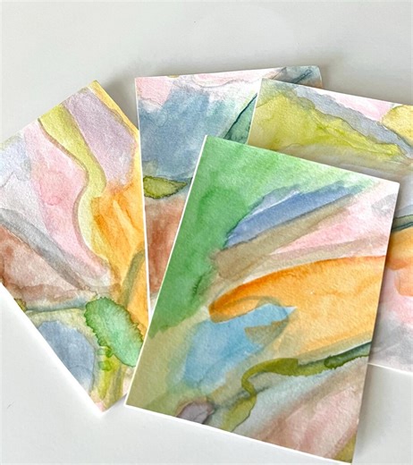 Hand Painted Watercolor Note Card Set - 4 Original Colorful Paintings on Blank Greeting Cards -handmade Stationery Gift - Etsy