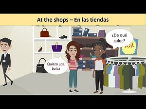 Shopping for clothes and bags, Spanish conversation with subtitles