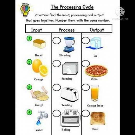 worksheet for computer input output process |by learn computer skills
