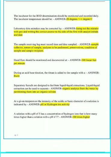 WASTEWATER LAB ANALYST CERTIFICATION EXAM 20242025 PREP WITH 400 QUESTIONS AND CORRECT ANSWERS GRADE
