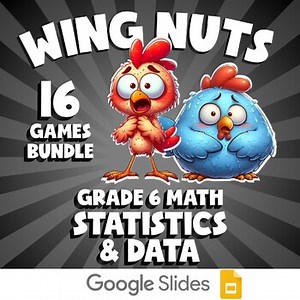 16 WING NUTS Math Games - Statistics & Data - Grade 6 No Prep Review