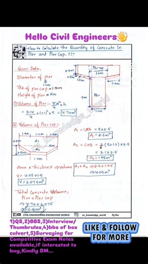 How to Calculate the Quantity of Concrete in Pier and Pier#civil #civilconcepts#civilbasicknowledge