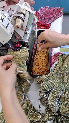Sewing Process: Knitted Gloves in Action