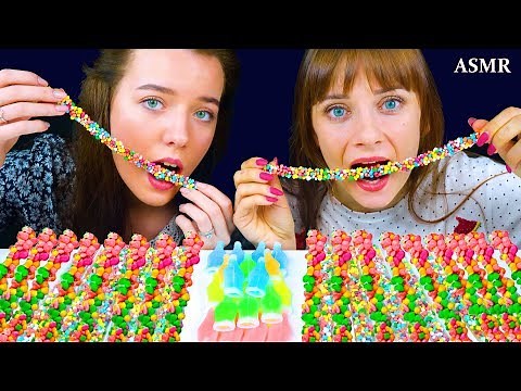 ASMR NERDS ROPE JELLY CANDY RACE with NIK L NIP WAX BOTTLE | Eating Sound Lilibu