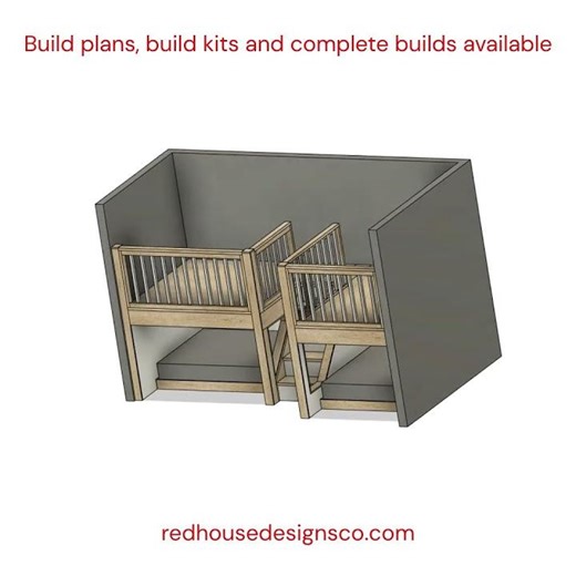 Double Reverse Loft Bed for Two Full Beds | Built-In Design #201