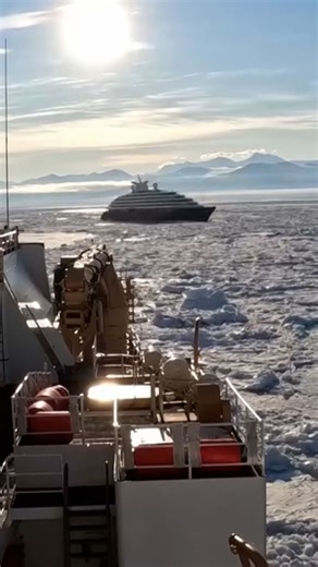 Ice traps cruise ship in Antarctica