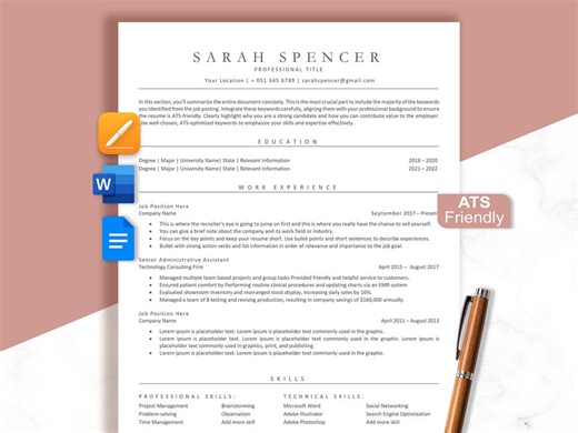 ATS Resume Template | Ats Friendly Resume | Modern ATS Resume Template | Ats Resume Template Word, Google Docs & Mac| ATS Resume Template - Etsy