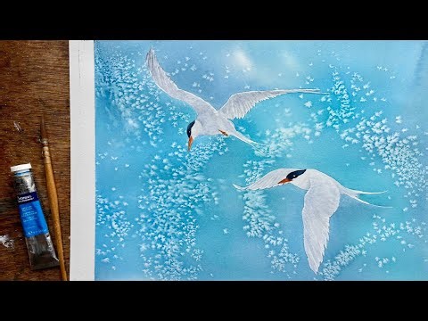 NEW WATERCOLOUR POUR Technique! LOOSE Watercolor Techniques, Landscape Painting for Beginners, Sky