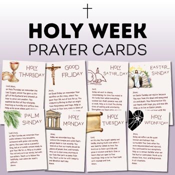 Holy Week Prayer Cards | Palm Sunday to Easter Sunday | Religious Education