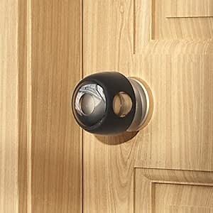 EUDEMON 4 Pack Updated Door Knob Cover Baby Safety Door Lock Childproof Safety Cover Door Handle Cover for Kids Safety (Clear-Black)