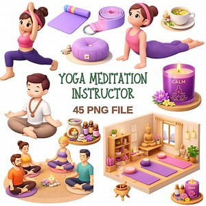 Yoga and Meditation Clipart – 45 PNG Files for Wellness Projects, Planners, Instructors, Calm Spaces - Etsy