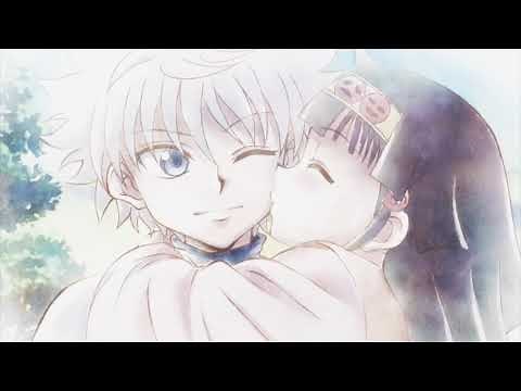 alluka kissing killua on the cheek