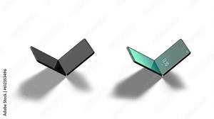 Turn on off phone chamshell display screensaver mockup, looped switch