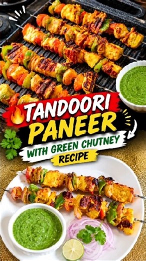 Viral Tandoori Paneer with Green Chutney 🔥 | Easy Paneer Tikka Recipe #Shorts #trending