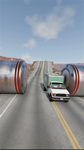 Van & fiat vs bollards - BeamNG.Drive #shorts #beamngdrive
