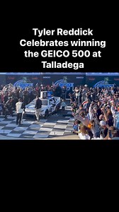Tyler Reddick celebrates winning the GEICO 500 at Talladega on Sunday. #NASCAR #talladegasuperspeedway #racing | al.com