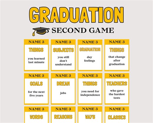 Graduation 5 Second Game, Fun Printable Graduation Think Fast Game for High School and College Graduation Party Game, Grad Party Game - Etsy