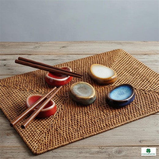 Handmade Ceramic Chopstick Holder | Unique Gift for Sushi Lovers | Artisanal Pen Rest for Calligraphy | Small Stoneware Tabletop Decor - Etsy