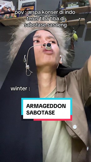 kena sabotase mulu dah heran 😭🙏🏻filter nya ih bikin gigi kuning pas ending😭🫵🏻 #aespa #armageddon