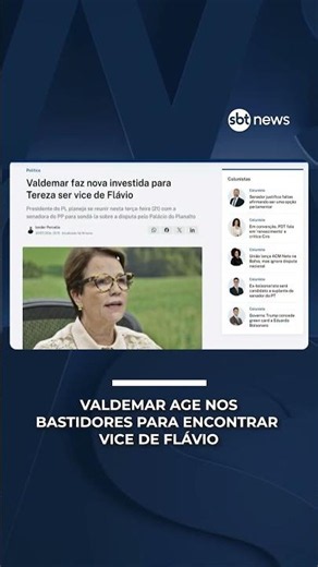 Valdemar makes a new push for Tereza to be Flávio's running mate | #RadarNews