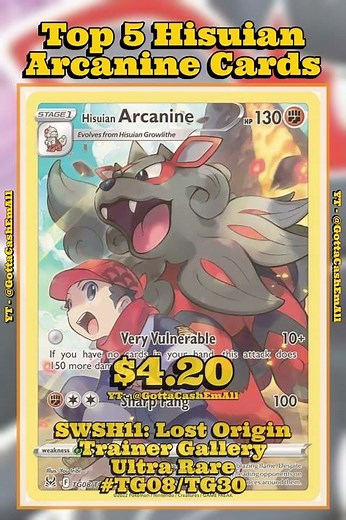 Top 5 RAREST Hisuian Arcanine Pokémon Cards! (Rare Finds) 🐺💎 #pokemon #top5 #tcg #pokémon