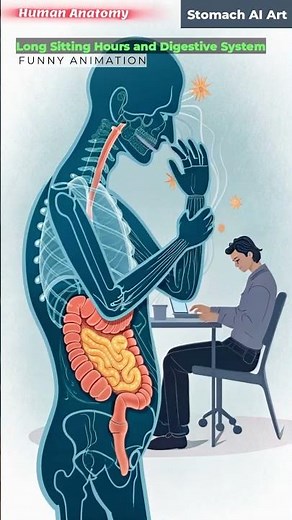 Animation of Intestines Vs. Long Sitting Hours | Stomach AI Art | 04