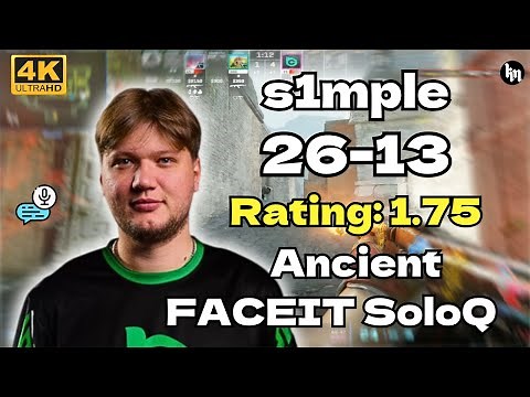 s1mple (26-13) SoloQ FACEIT avg 3545 Elo (Ancient) #cs2 #s1mple