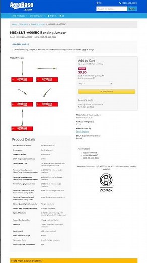 PN M83413/8-A006BC - aerospace bonding jumper overview