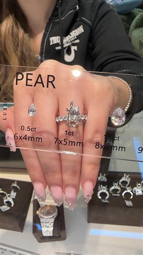 Pear Size Guide ✨ #girljewelry #diamonds #engaged #engagementring #weddingtok