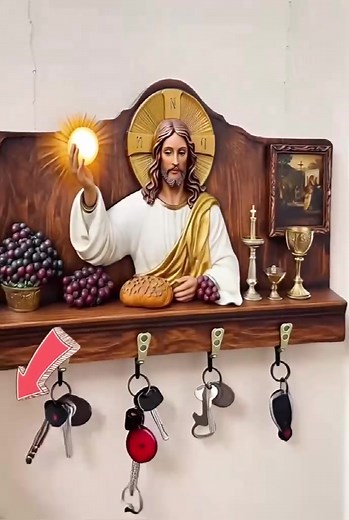 43K views · 789 reactions | ️ Jesus Communion Key Holder: Let Faith Meet Your Everyday at the Door This isn’t just a key holder. It’s a small daily ritual that keeps “peace” within reach. Whether for your own home or as a gift for a fellow believer who cherishes faith in the little things, it’s a blessing hidden in the details.#ChristianHomeDecor #FaithInEveryday #CommunionKeyHolder #SpiritualTidiness | Gardern | Facebook