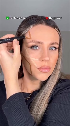 Boutiqaat TV on Instagram‎: "كونتور احترافي vs مبتدئ ✨ Same face, different contour 👀 Credits: @makeupby_elliee 💫 #makeup #makeuphacks #boutiqaat #makeuptutorials #giveaway #hoodedeyes Title on the video On thumbnail طريقة الكونتور الصحيحة 😍"‎