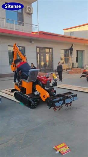 Small Hydraulic Crawler Excavator with Micro Tiller #rotarytiller #tractor #minitractor #excavator