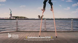 Liberty Mutual Insurance man on stilts commercial 2024