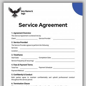 Editable Service Agreement Template | Freelancer Client Contract (A4 & US Letter Canva) (digital Download) - Etsy Australia