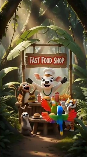The cheaf calf started a fast food shop in his jungle 🍴 #halaxidaied #aivideo #viralvideo #trending