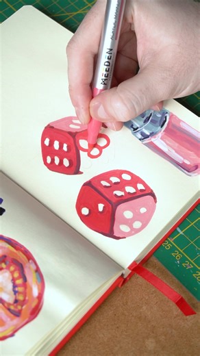 How to Draw Red Dice in Your Sketchbook