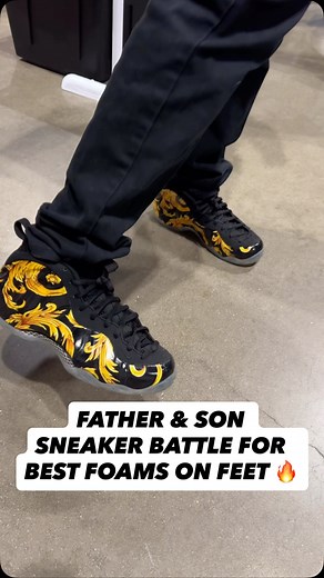 Father and son wearing some classic foamposites on feet🔥 What is the best foamposite color way ⬇️ | Sneaker Con