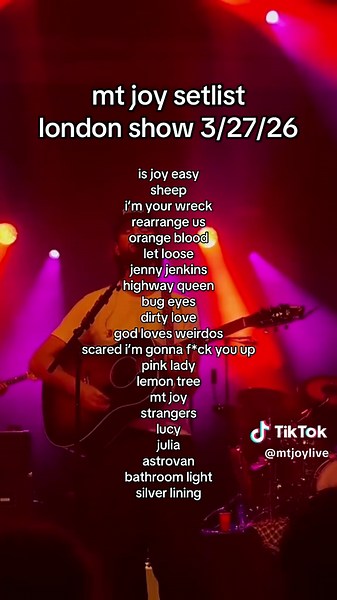 Mt. Joy Setlist London 3/27/26: Is Joy Easy Live