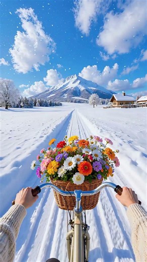 Vibrant Flowers Blooming in a Snowy Wonderland ❄️🌸 #aesthetic #nature
