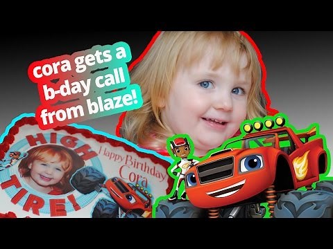Cora gets a birthday call from Blaze [NickJr birthday club]