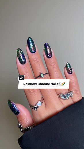 Rainbow Chrome 3D Festival Nails Tutorial
