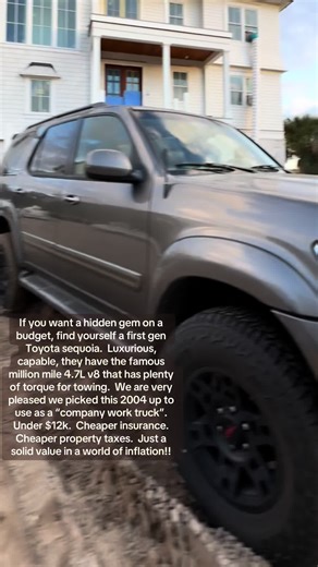 After a week of hauling 16 enclosed trailer back and forth to the job, over 200 miles per day, I can say with certainty I love our inflation beater work truck. #toyota #sequoia #firstgensequoia #suv #worktruck