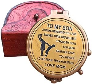 Compass with Case/Gift for Son/to My Son Gifts/Mom to Son Gift (to My Son) Vintage Style Working Compass