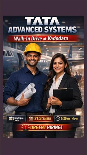 Tata Advanced Systems Walk-In | Aerospace Jobs Vadodara | 21 Dec 2025