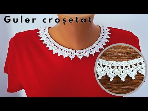 Guler crosetat perfect pentru rochite, bluze, tricouri si maieuri - model nr 3 pas cu pas