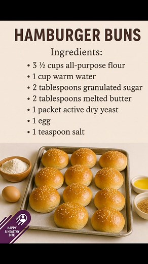 🍔 Classic Homemade Hamburger – Full Recipe Ingredients (for 4 burgers) For the patties: • 1 lb (450 g) ground beef (80/20 works best) • 1 small onion, finely chopped (optional) • 2 tablespoons breadcrumbs (optional for softer patties) • 1 tablespoon Worcestershire sauce • 1 teaspoon garlic powder • 1 teaspoon onion powder • ½ teaspoon black pepper • 1 teaspoon salt For cooking: • 1–2 tablespoons oil or butter For assembling: • 4 hamburger buns (your homemade ones!) • 4 slices cheddar or your ch