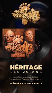 Il y a 20 ans tout juste sortait le troisième album de Neg Marrons officiel, Héritage. Avec des titres incisifs mais positifs et combatifs, le duo aligne les tubes dont "Tout le monde debout" mais aussi "Donne toi les moyens", "Vie meilleure" ... Commander le vinyle 20e anniversaire : https://heritage20ans.lnk.to/omMMp2qREM | Legacy Recordings France