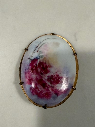 Vintage Victorian Hand Painted Porcelain Cameo Floral Pink Roses Brooch Pin - Etsy
