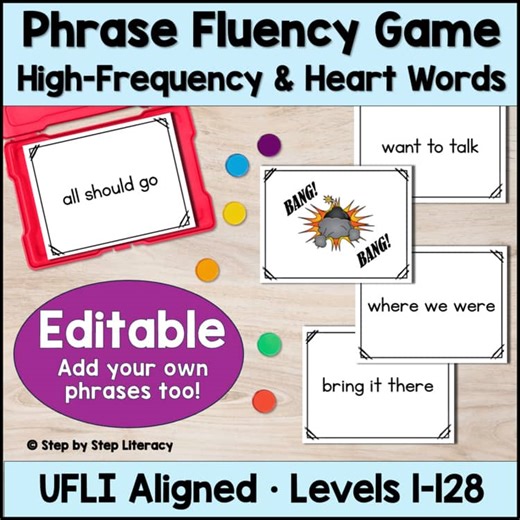 UFLI Compatible Heart Words Phrases Fluency Game | High Frequency Words BANG!