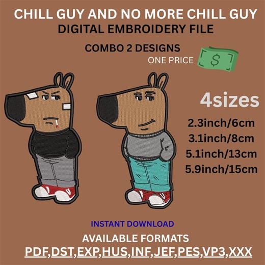 Chill Guy Embroidery File Combo (digital Download) - Etsy